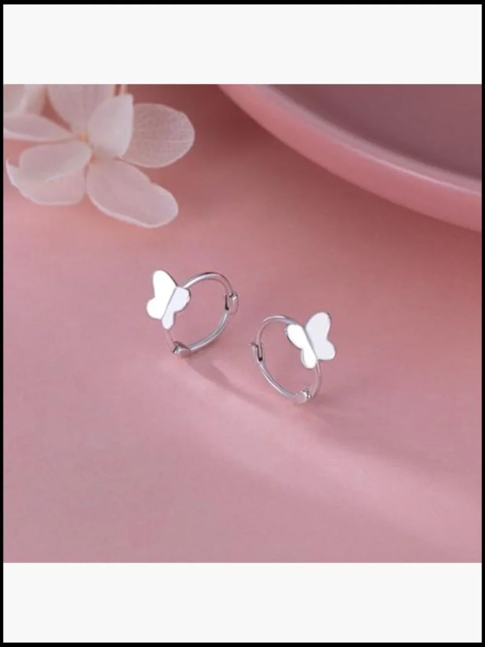 Solid 925 Sterling Silver Butterfly Hoop Earrings Huggie Cute Screw Back